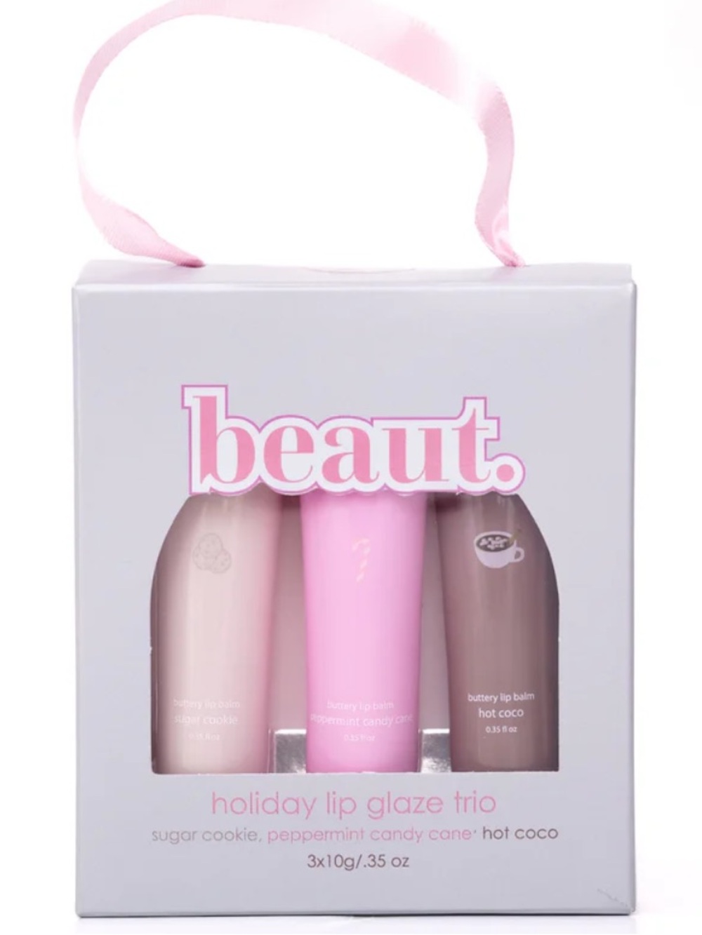 Holiday Lip Glaze Trio - Pink, Light Pink, Brown